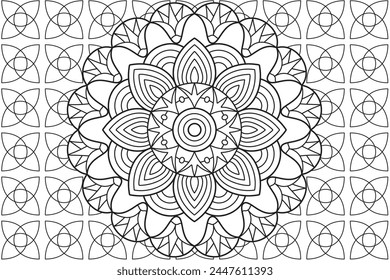 Mandala Malseite für Kinder und Erwachsene. Seite für Entspannung und Meditation. Kreismuster. Dekorative Ornamente ethnisch orientalischen Stil. Linie Kunst Zeichnung Färbung Seite. Vektorillustration