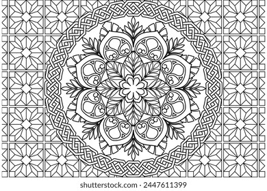 Mandala Página para colorear para niños y adultos. Página de relajación y meditación. Patrón circular. Adorno decorativo de estilo étnico oriental. dibujo de arte en línea para colorear la página. Ilustración vectorial