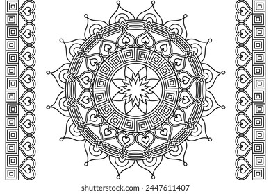 Mandala Malseite für Kinder und Erwachsene. Seite für Entspannung und Meditation. Kreismuster. Dekorative Ornamente ethnisch orientalischen Stil. Linie Kunst Zeichnung Färbung Seite. Vektorillustration