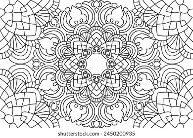 Mandala Coloring page for kids and adults. Page for relaxation and meditation. Circular pattern. Decorative ornament ethnic oriental style. line art drawing coloring page. Vector illustration