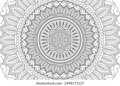 Mandala Coloring page for kids and adults Page for relaxation and meditation. Circular pattern. Decorative ornament ethnic oriental style. line art drawing coloring page. Vector illustration