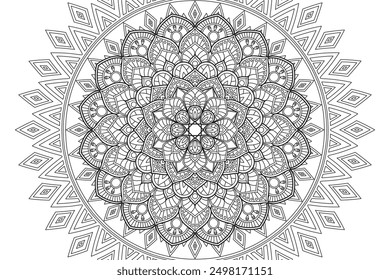 Página para colorear de mandala para niños y adultos Página para relajación y meditación. Patrón circular. Ornamento decorativo de estilo oriental étnico. dibujo de línea de arte para colorear. Ilustración vectorial