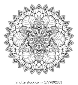 Mandala coloring page on white background. Mandalas art therapy and healing.
