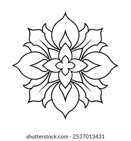 Mandala coloring page outlined black contour. mandala art for tattoo design