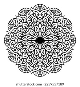 Mandala coloring page pattern art, floral doodle mandala for coloring pages interior