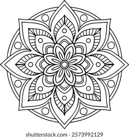 Mandala coloring page pattern art, floral doodle mandala for coloring pages interior