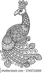 mandala for coloring page peacock design. t-shirt print