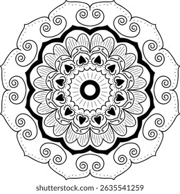 Mandala Coloring Page Vector – Intricate Relaxation Art for Adults