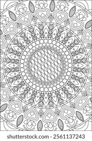 Mandala Coloring Page Vector Line Art