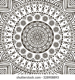 Mandala. Coloring page. Vintage decorative elements. Oriental pattern, vector illustration.  Islam, Arabic, Indian, turkish, pakistan, chinese, ottoman motifs