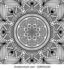 Mandala. Coloring page. Vintage decorative elements. Oriental pattern, vector illustration.  Islam, Arabic, Indian, turkish, pakistan, chinese, ottoman motifs