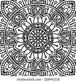 Mandala. Coloring page. Vintage decorative elements. Oriental pattern, vector illustration.  Islam, Arabic, Indian, turkish, pakistan, chinese, ottoman motifs