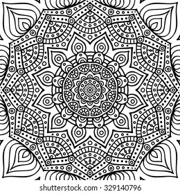 Mandala. Coloring page. Vintage decorative elements. Oriental pattern, vector illustration.  Islam, Arabic, Indian, turkish, pakistan, chinese, ottoman motifs