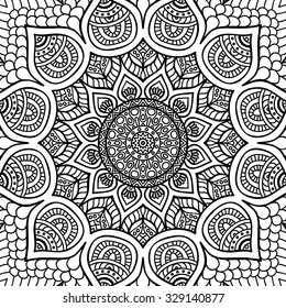 Mandala. Coloring page. Vintage decorative elements. Oriental pattern, vector illustration.  Islam, Arabic, Indian, turkish, pakistan, chinese, ottoman motifs