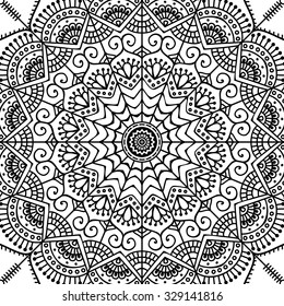 Mandala. Coloring page. Vintage decorative elements. Oriental pattern, vector illustration.  Islam, Arabic, Indian, turkish, pakistan, chinese, ottoman motifs