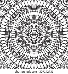 Mandala. Coloring page. Vintage decorative elements. Oriental pattern, vector illustration.  Islam, Arabic, Indian, turkish, pakistan, chinese, ottoman motifs