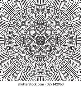 Mandala. Coloring page. Vintage decorative elements. Oriental pattern, vector illustration.  Islam, Arabic, Indian, turkish, pakistan, chinese, ottoman motifs