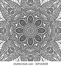 Mandala. Coloring page. Vintage decorative elements. Oriental pattern, vector illustration.  Islam, Arabic, Indian, turkish, pakistan, chinese, ottoman motifs