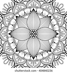 Mandala. Coloring page. Vintage decorative elements. Oriental pattern, vector illustration. Islam, Arabic, Indian, turkish, pakistan, chinese, ottoman motifs