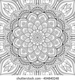 Mandala. Coloring page. Vintage decorative elements. Oriental pattern, vector illustration. Islam, Arabic, Indian, turkish, pakistan, chinese, ottoman motifs