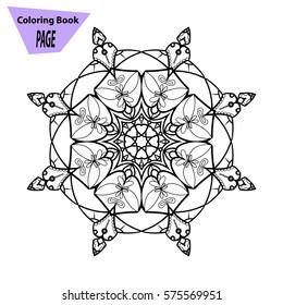 Mandala. Coloring page. Vintage decorative elements. Oriental pattern, vector illustration.