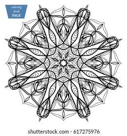 Mandala. Coloring page. Vintage decorative elements. Oriental pattern, vector illustration.