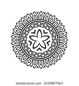 Mandala colorir páginas para adultos e crianças - Mandalas simples vetor arte, Mandala preto, branco, verde círculo contorno, mandala arte para design de tatuagem, vetor mandala design
