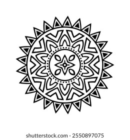 Mandala colorir páginas para adultos e crianças - Mandalas simples vetor arte, Mandala preto, branco, verde círculo contorno, mandala arte para design de tatuagem, vetor mandala design
