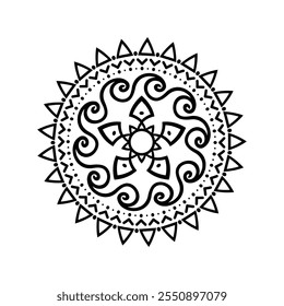 Mandala Coloring Pages for Adults and Kids - Simple Mandalas Artwork Vector, Mandala Black, White, green Circle Outline,  mandala art for tattoo design, vector mandala design
