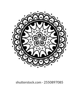 Mandala colorir páginas para adultos e crianças - Mandalas simples vetor arte, Mandala preto, branco, verde círculo contorno, mandala arte para design de tatuagem, vetor mandala design
