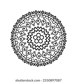 Mandala Coloring Pages for Adults and Kids - Simple Mandalas Artwork Vector, Mandala Black, White, green Circle Outline,  mandala art for tattoo design, vector mandala design
