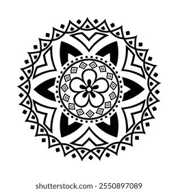 Mandala colorir páginas para adultos e crianças - Mandalas simples vetor arte, Mandala preto, branco, verde círculo contorno, mandala arte para design de tatuagem, vetor mandala design
