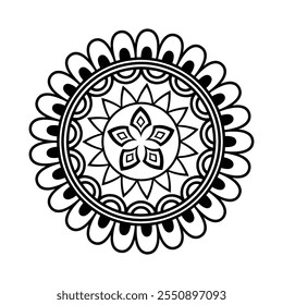 Mandala Coloring Pages for Adults and Kids - Simple Mandalas Artwork Vector, Mandala Black, White, green Circle Outline,  mandala art for tattoo design, vector mandala design
