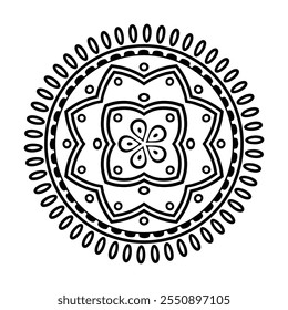 Mandala Coloring Pages for Adults and Kids - Simple Mandalas Artwork Vector, Mandala Black, White, green Circle Outline,  mandala art for tattoo design, vector mandala design
