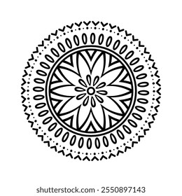 Mandala colorir páginas para adultos e crianças - Mandalas simples vetor arte, Mandala preto, branco, verde círculo contorno, mandala arte para design de tatuagem, vetor mandala design
