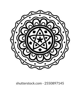 Mandala colorir páginas para adultos e crianças - Mandalas simples vetor arte, Mandala preto, branco, verde círculo contorno, mandala arte para design de tatuagem, vetor mandala design
