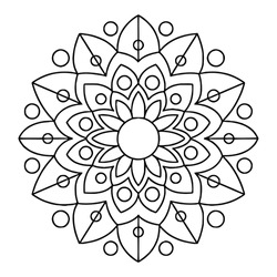 Mandala Coloring Pages - Black And White Mandalas - Hand Drawing Pattern Outline - Easy Adult Coloring Pages 