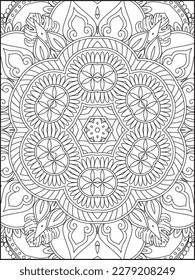 Mandala Coloring Pages For Kids. Mandala Coloring Pages for Adults. Vintage decorative elements.Mandala flower for adult coloring book.Vector illustration. Coloring Page. Flower. Black and white.