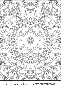 Mandala Coloring Pages For Kids. Mandala Coloring Pages for Adults. Vintage decorative elements.Mandala flower for adult coloring book.Vector illustration. Coloring Page. Flower. Black and white.