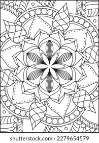 Mandala Coloring Pages For Kids. Mandala Coloring Pages for Adults. Vintage decorative elements.Mandala flower for adult coloring book.Vector illustration. Coloring Page. Flower. Black and white.