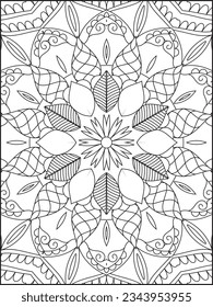 Mandala Coloring Pages For Kids. Mandala Coloring Pages for Adults. Vintage decorative elements.Mandala flower for adult coloring book.Vector illustration. Coloring Page. Flower. Black and white.