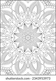 Mandala Coloring Pages For Kids. Mandala Coloring Pages for Adults. Vintage decorative elements.Mandala flower for adult coloring book.Vector illustration. Coloring Page. Flower. Black and white.
