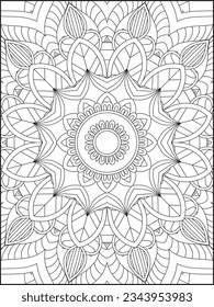 Mandala Coloring Pages For Kids. Mandala Coloring Pages for Adults. Vintage decorative elements.Mandala flower for adult coloring book.Vector illustration. Coloring Page. Flower. Black and white.