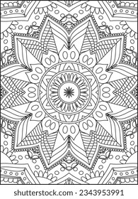 Mandala Coloring Pages For Kids. Mandala Coloring Pages for Adults. Vintage decorative elements.Mandala flower for adult coloring book.Vector illustration. Coloring Page. Flower. Black and white.