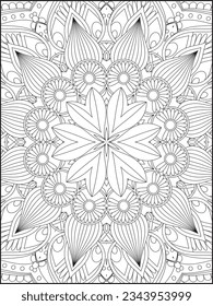 Mandala Coloring Pages For Kids. Mandala Coloring Pages for Adults. Vintage decorative elements.Mandala flower for adult coloring book.Vector illustration. Coloring Page. Flower. Black and white.