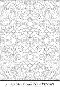 Mandala Coloring Pages For Kids. Mandala Coloring Pages for Adults. Vintage decorative elements.Mandala flower for adult coloring book.Vector illustration. Coloring Page. Flower. Black and white.