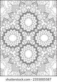 Mandala Coloring Pages For Kids. Mandala Coloring Pages for Adults. Vintage decorative elements.Mandala flower for adult coloring book.Vector illustration. Coloring Page. Flower. Black and white.