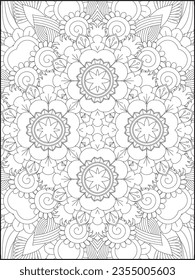 Mandala Coloring Pages For Kids. Mandala Coloring Pages for Adults. Vintage decorative elements.Mandala flower for adult coloring book.Vector illustration. Coloring Page. Flower. Black and white.