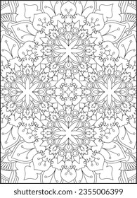 Mandala Coloring Pages For Kids. Mandala Coloring Pages for Adults. Vintage decorative elements.Mandala flower for adult coloring book.Vector illustration. Coloring Page. Flower. Black and white.