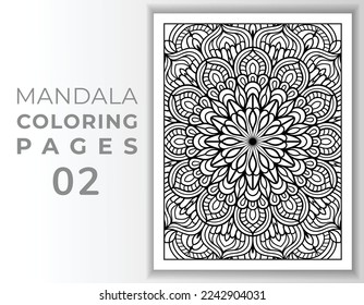 Mandala Coloring Pages Pattern Art For KDP Interior, Adult Mandala Coloring Pages	